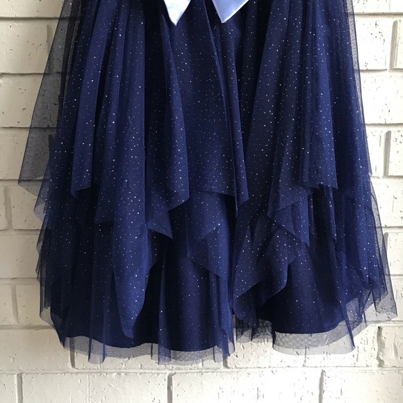 Jona Michelle Blue 2 Pc Fit & Flare Fancy Tulle Dress w/shrug Girl's Size 12 - Picture 7 of 11